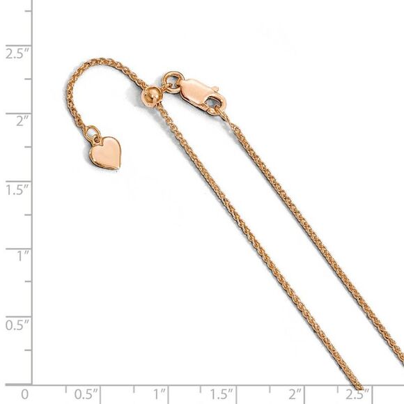 1.3mm Rose Gold Tone Plated Silver Adj. Wheat Chain Necklace, 22 Inch - Picture 2 of 5